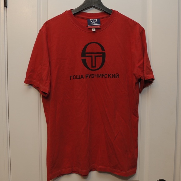 Gosha Rubchinskiy Sergio Tacchini Red Logo Print Shirt SS17 - Picture 1 of 5
